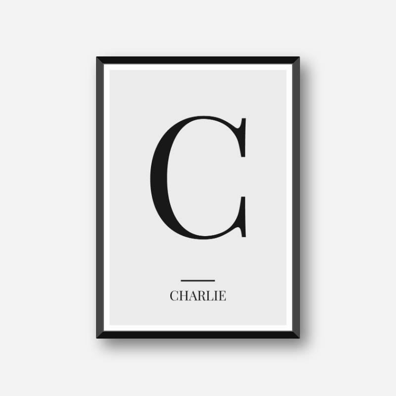 Black Letter C Charlie Nato Phonetic Alphabet Minimalist Free Printable Wall Art Digital Print Frintables