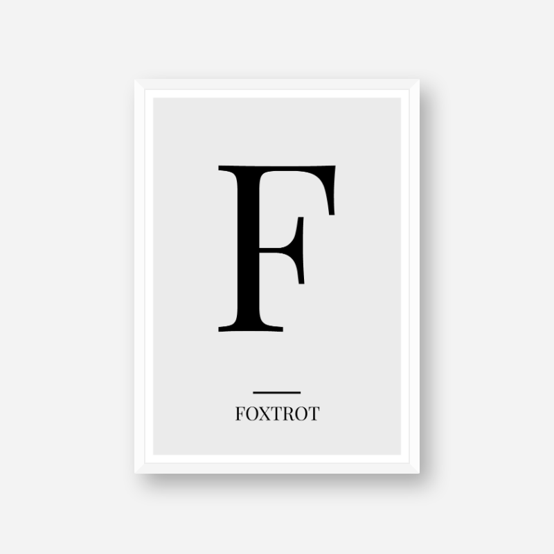 black letter f foxtrot nato phonetic alphabet minimalist