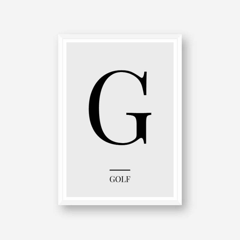 black letter g golf nato phonetic alphabet minimalist free printable