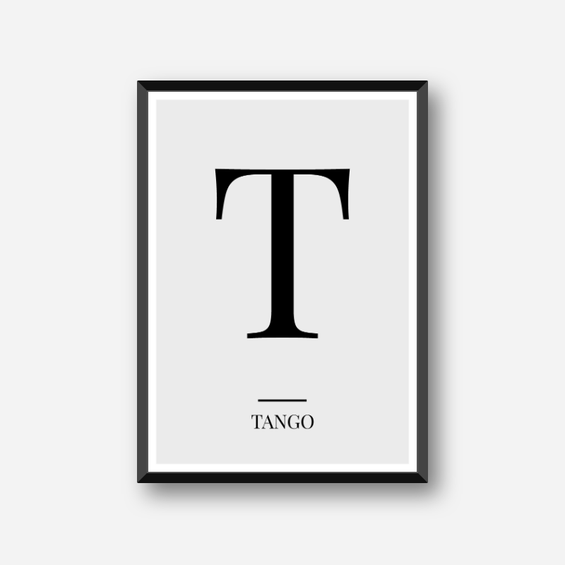 Black Letter T Tango Nato Phonetic Alphabet Minimalist Free Printable Wall Art Frintables