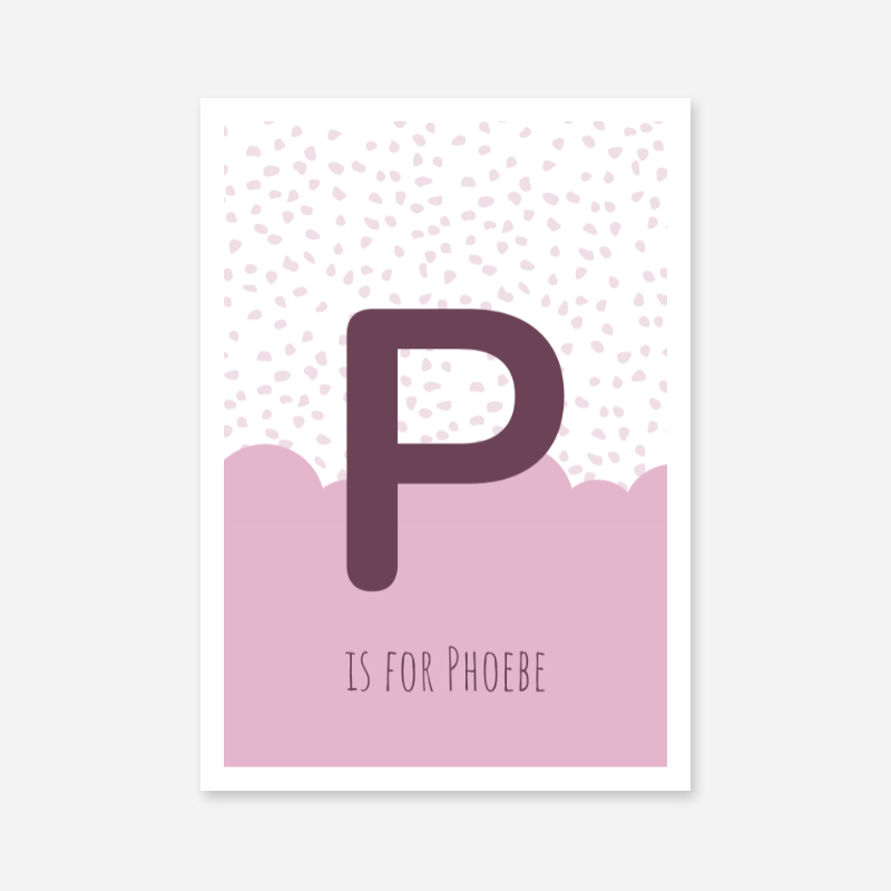 P is for Phoebe pink nursery baby room initial name print free downloadable wall art print