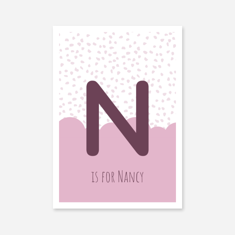 N is for Nancy pink nursery baby room initial name print free wall art to print at home