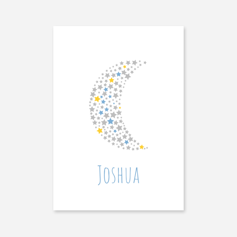 Joshua name free downloadable printable nursery baby room kids room art print with stars and moon