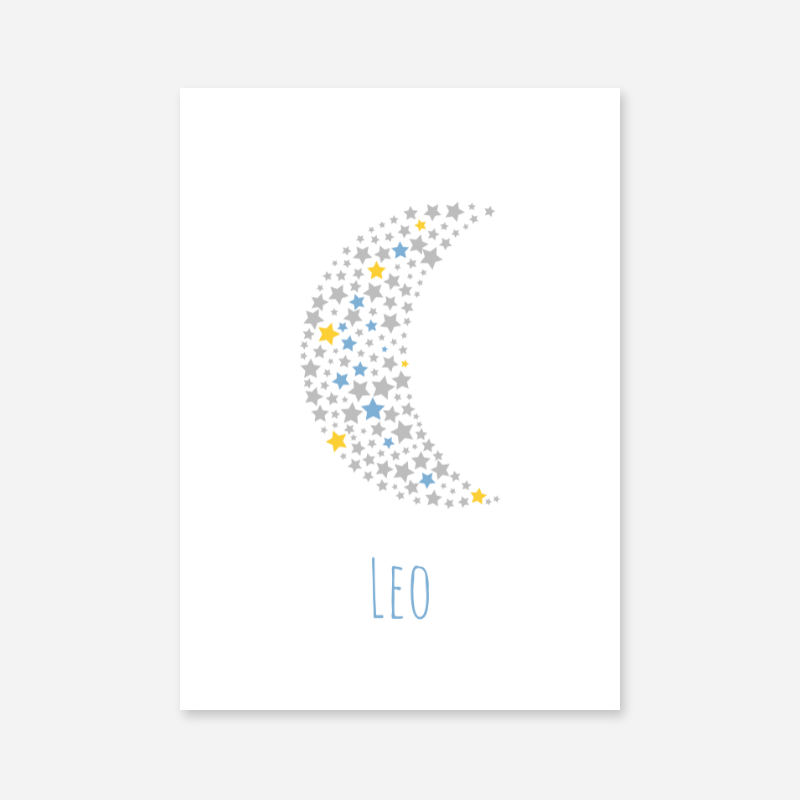 Leo name free downloadable printable nursery baby room kids room art print with stars and moon