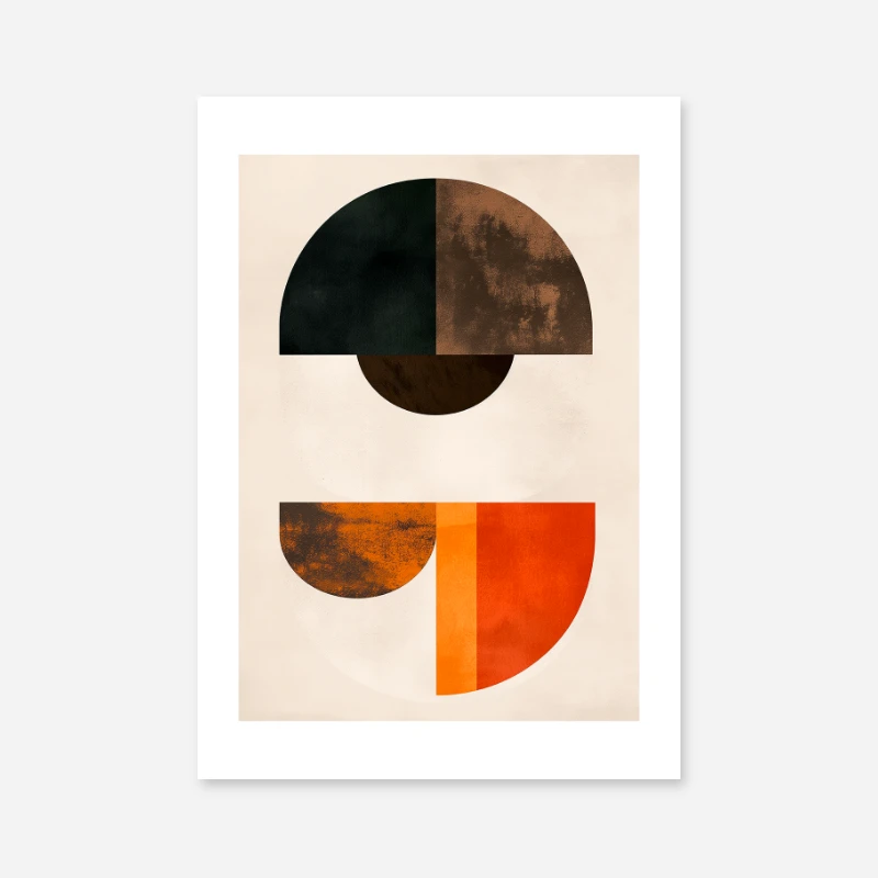 Geometric modern abstract shapes in black grey red and orange colours